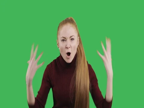Female caucasian model with a long red hair is very angry. Stock Footage 83098680