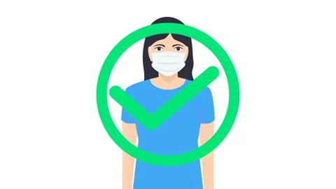 Female character flat animation featuring attention no mask and wearing mask. Vidéo 315909809