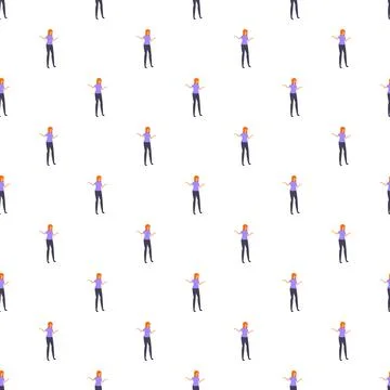 Female character pattern repeating on white background Stock Illustration