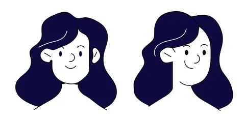 Female character portrait model sheet vector, Woman avatar front and profile  Stock Illustration