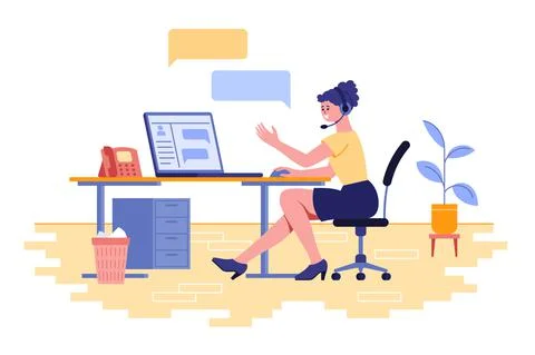 Female character work as technical support Stock Illustration