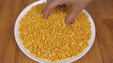A female checking split peas in his / her palms - popular Indian legumes 스톡 동영상 162291233