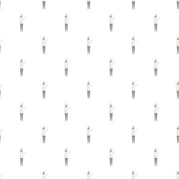 Female chef character seamless pattern with uniform 스톡 일러스트