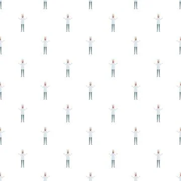 Female chef character in seamless pattern background Иллюстрация