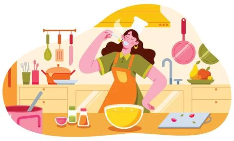 Female Chef on White Stock Illustration