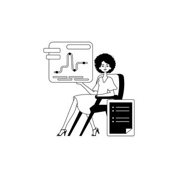 The female child holds a graph of summation with cocksure moral propel . bl.. Stock Illustration