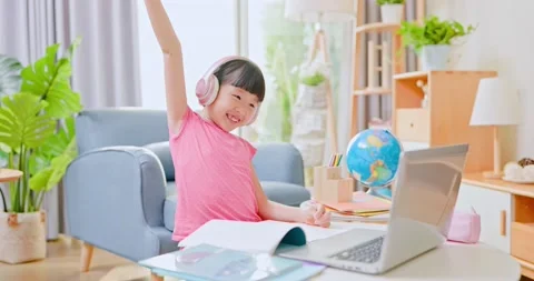 Female child learn math online Stock Footage 155267511
