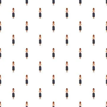 Female clarinet player playing wind instrument seamless pattern 스톡 일러스트