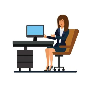 Female client support, working at office cartoon flat illustration concept on Stock Illustration
