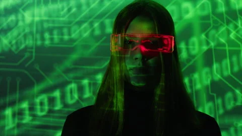 Female coder checking data and data code on the background Stock Footage 182427942