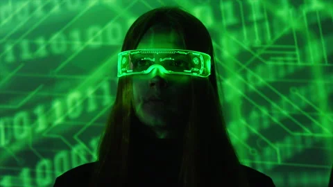 Female coder checking data and data code on the background Stock Footage 182435320