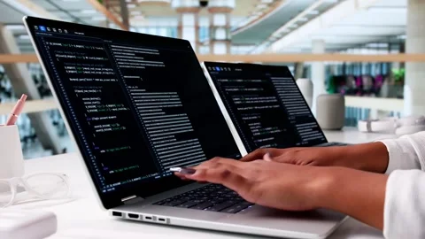 Female Coder Working On Computer Programming For Website Stock Footage 317402751