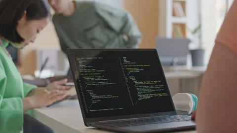 Female College Student Coding on Laptop Stock Footage 257062431