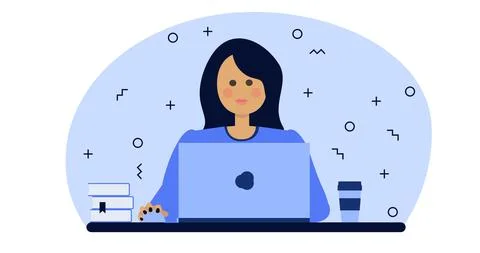Female with computer concept vector illustration イラスト素材