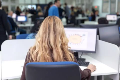 Female computer data entry operator Stock Photos