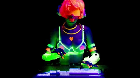 Female on a computer in glow Stock Footage 247638788