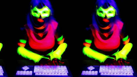 Female on a computer in glow Stock Footage 247700635