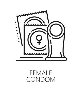 Female condom contraception method line icon Stock Illustration