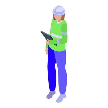 Female construction engineer icon isometric vector. Worker team 스톡 일러스트