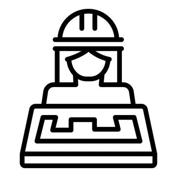 Female construction engineer icon outline vector. Worker person 库存插图