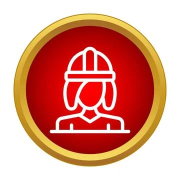 Female construction engineer wearing hard hat icon Stock Illustration