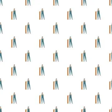 Female construction worker building wall pattern Stock Illustration