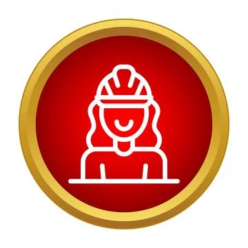 Female construction worker icon representing professional women Illustrazione stock