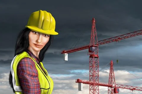 Female construction worker Illustrazione stock