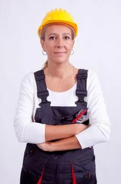 Female construction worker Stock-Fotos