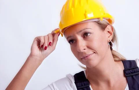 Female construction worker Stock-Fotos