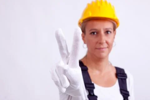 Female construction worker Stock-Fotos