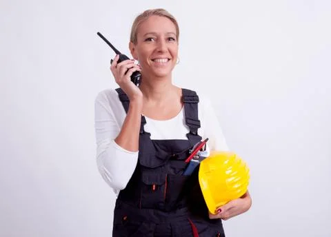 Female construction worker Stock-Fotos