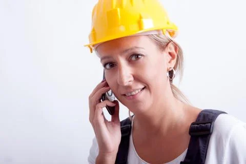 Female construction worker Stock-Fotos
