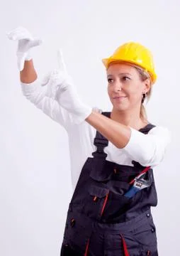 Female construction worker Stock-Fotos