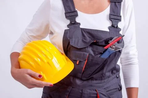 Female construction worker Stock-Fotos