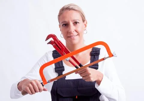 Female construction worker Stock-Fotos