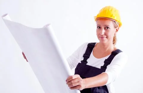 Female construction worker 库存照片