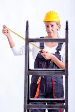 Female construction worker Stock-Fotos