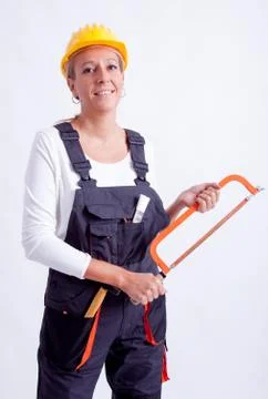Female construction worker Stock-Fotos