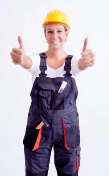 Female construction worker Stock-Fotos