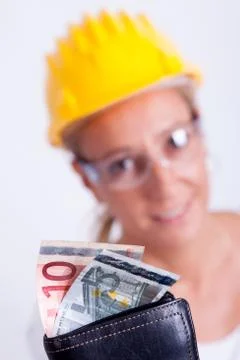 Female construction worker Stock-Fotos