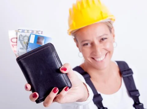 Female construction worker Stock-Fotos