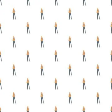Female construction worker repeated pattern standing uniform イラスト素材