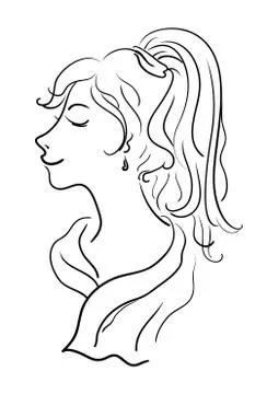 Female contours, vector sketch Stock-Illustration