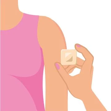 Female contraceptive birth control patch Illustrazione stock