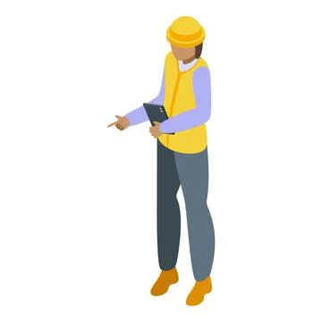Female contractor icon isometric vector. Worker engineer Stock Illustration