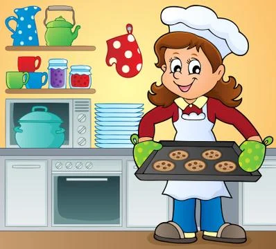 Female cook theme image Illustrazione stock