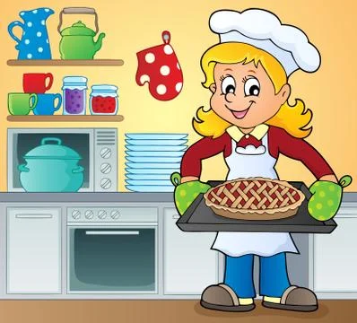 Female cook theme image Illustrazione stock
