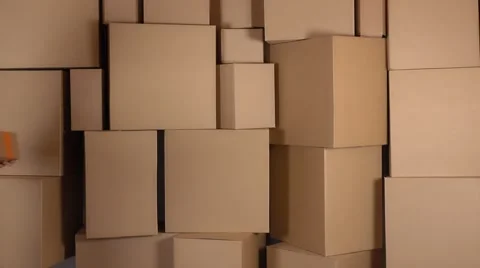 Female courier in orange uniform delivering a parcel to wrong address. Mistake Stock Footage