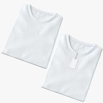 Female Crew Neck T-Shirt Folded 3D Model
